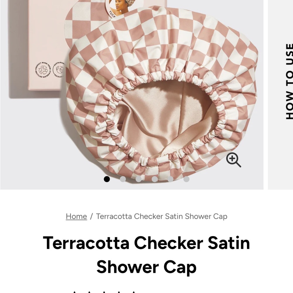 Kitsch Pink Checker Satin Shower Cap